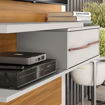 Painel para TV Até 55 Polegadas 1 Porta Eagle Freijó Trend/Off White - Pnr Móveis