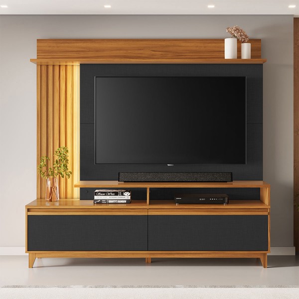 Estante para TV Até 60 Polegadas Crew 2 Portas Freijó Trend/Preto - Pnr Móveis