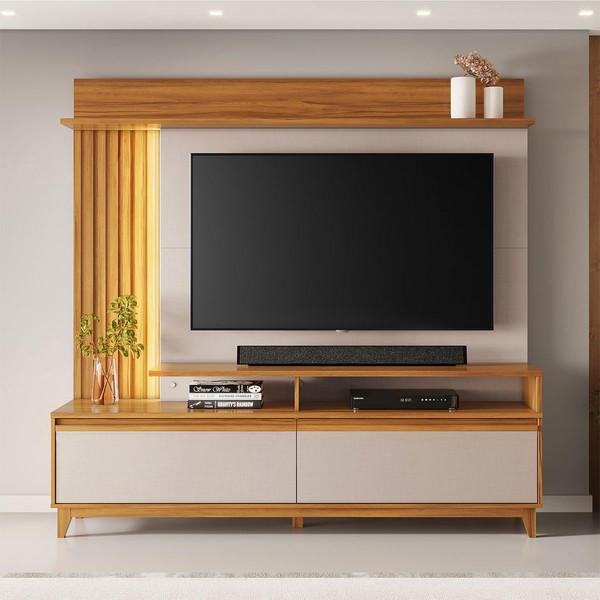 Estante para TV Até 60 Polegadas Crew 2 Portas Freijó Trend/Off White - Pnr Móveis