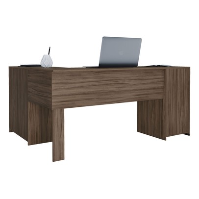 Mesa para Escritório 2 Portas 3 Gavetas Mirage Nogal Trend - Pnr Móveis