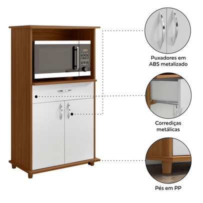 Armário de Cozinha Fiori 2 Portas 1 Gaveta Freijó/Branco - Pnr Móveis