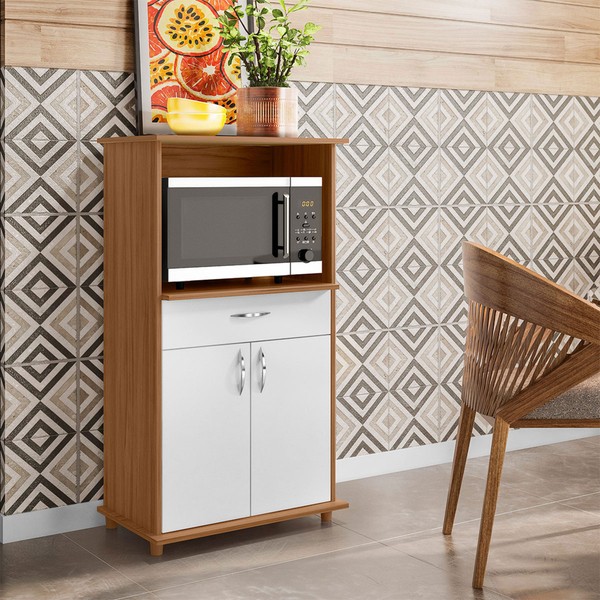 Armário de Cozinha Fiori 2 Portas 1 Gaveta Freijó/Branco - Pnr Móveis