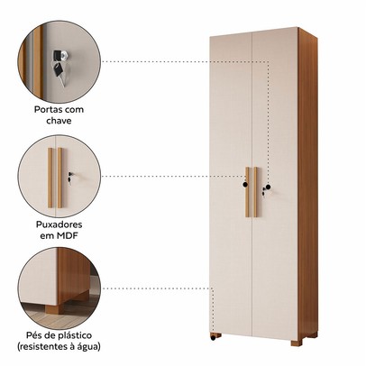 Armário Multiuso Cacoal 2 Portas Freijó Trend/Off White - Pnr Móveis