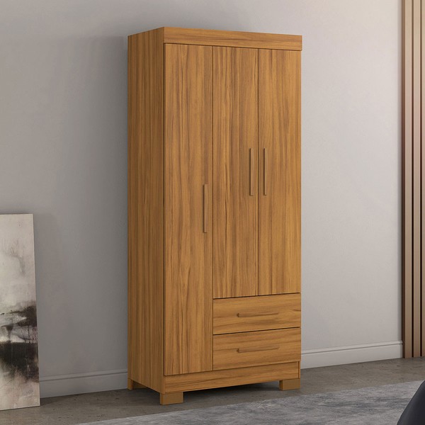 Guarda-Roupa Solteiro Bella 3 Portas 2 Gavetas Freijó Trend - Pnr Móveis