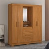 Guarda-Roupa Casal Essen 4 Portas 3 Gavetas com Espelho Freijó Trend - Pnr Móveis