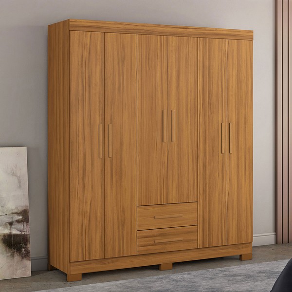 Guarda-Roupa Casal Estelar 6 Portas 2 Gavetas Freijó Trend - Pnr Móveis