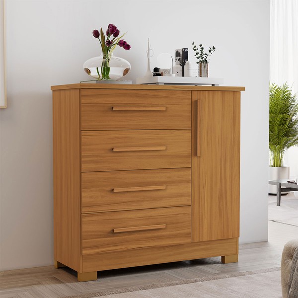 Cômoda Leone 1 Porta 4 Gavetas Freijo Trend - Pnr Móveis