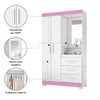Guarda-Roupa Solteiro Formate 2 Portas 3 Gavetas com Espelho Flex Branco/Rosa - Pnr Móveis