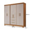 Guarda-Roupa Casal Joaquina 6 Portas 3 Gavetas 100% Mdf Freijó Trend/Off White - Pnr Móveis