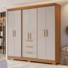 Guarda-Roupa Casal Joaquina 6 Portas 3 Gavetas 100% Mdf Freijó Trend/Off White - Pnr Móveis