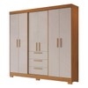 Guarda-Roupa Casal Joaquina 6 Portas 3 Gavetas 100% Mdf Freijó Trend/Off White - Pnr Móveis
