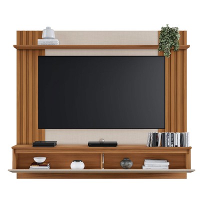 Painel para TV Até 65 Polegadas Anchieta 1 Porta Ripado Off White Tx/Freijó Trend - Pnr Móveis
