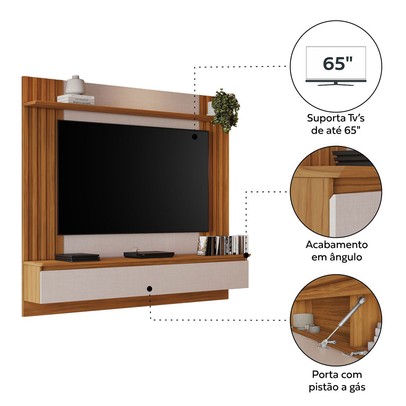 Painel para TV Até 65 Polegadas Anchieta 1 Porta Ripado Off White Tx/Freijó Trend - Pnr Móveis