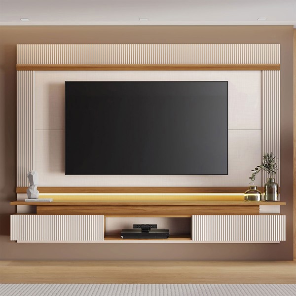 Painel para TV Até 75 Polegadas Marataízes 2 Portas Freijó Trend/Off White - Pnr Móveis