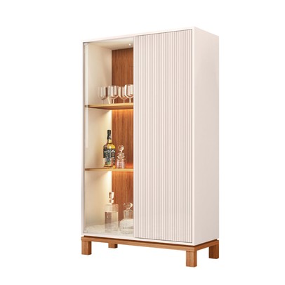 Cristaleira Mondrian 2 Portas com Vidro e Led Off White Mr/Freijo - Caemmun