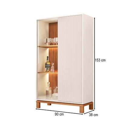 Cristaleira Mondrian 2 Portas com Vidro e Led Off White Mr/Freijo - Caemmun