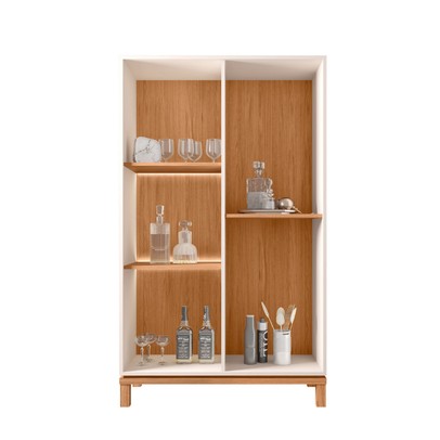 Cristaleira Mondrian 2 Portas com Vidro e Led Off White Mr/Freijo - Caemmun