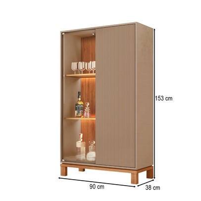 Cristaleira Mondrian 2 Portas com Vidro e Led Sued Mr/Freijo - Caemmun