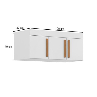 Armário Aéreo para Quarto Cecília 3 Portas Branco - Pnr Móveis