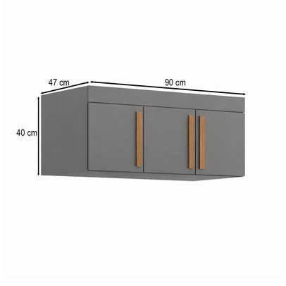 Armário Aéreo para Quarto Cecília 3 Portas Onix - Pnr Móveis