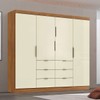 Guarda-Roupa Casal Desc 4 Portas 6 Gavetas Cinamomo/Off White - Pnr Móveis