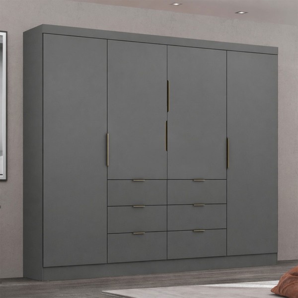 Guarda-Roupa Casal Desc 4 Portas 6 Gavetas Onix - Pnr Móveis