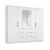Guarda-Roupa Casal Desc 4 Portas 6 Gavetas com Espelho Branco - Pnr Móveis