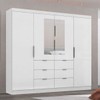 Guarda-Roupa Casal Desc 4 Portas 6 Gavetas com Espelho Branco - Pnr Móveis