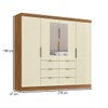 Guarda-Roupa Casal Desc 4 Portas 6 Gavetas com Espelho Cinamomo/Off White - Pnr Móveis