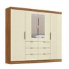 Guarda-Roupa Casal Desc 4 Portas 6 Gavetas com Espelho Cinamomo/Off White - Pnr Móveis