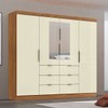 Guarda-Roupa Casal Desc 4 Portas 6 Gavetas com Espelho Cinamomo/Off White - Pnr Móveis