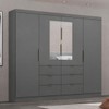 Guarda-Roupa Casal Desc 4 Portas 6 Gavetas com Espelho Onix - Pnr Móveis
