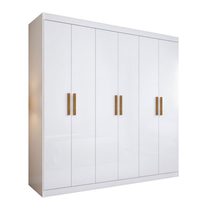 Guarda-Roupa Casal Liberdade 6 Portas 2 Gavetas 100% Mdf Branco - Pnr Móveis