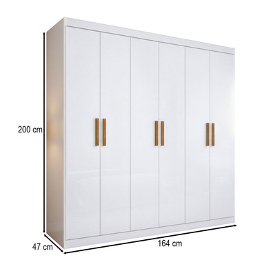 Guarda-Roupa Casal Liberdade 6 Portas 2 Gavetas 100% Mdf Branco - Pnr Móveis