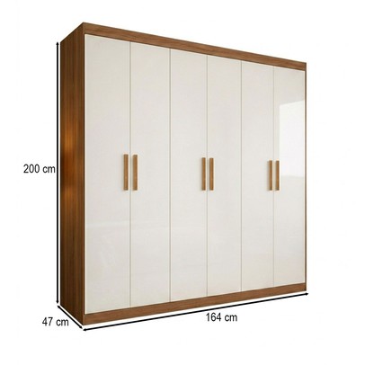 Guarda-Roupa Casal Liberdade 6 Portas 2 Gavetas 100% Mdf Cinamomo/Off White - Pnr Móveis