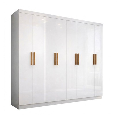 Guarda-Roupa Casal Liberdade 8 Portas 4 Gavetas 100% Mdf Branco - Pnr Móveis