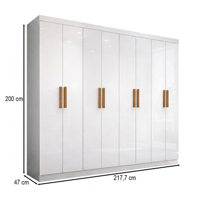 Guarda-Roupa Casal Liberdade 8 Portas 4 Gavetas 100% Mdf Branco - Pnr Móveis