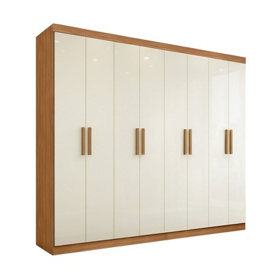 Guarda-Roupa Casal Liberdade 8 Portas 4 Gavetas 100% Mdf Cinamomo/Off White - Pnr Móveis