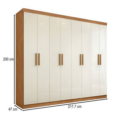Guarda-Roupa Casal Liberdade 8 Portas 4 Gavetas 100% Mdf Cinamomo/Off White - Pnr Móveis