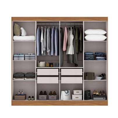 Guarda-Roupa Casal Liberdade 8 Portas 4 Gavetas 100% Mdf Cinamomo/Off White - Pnr Móveis