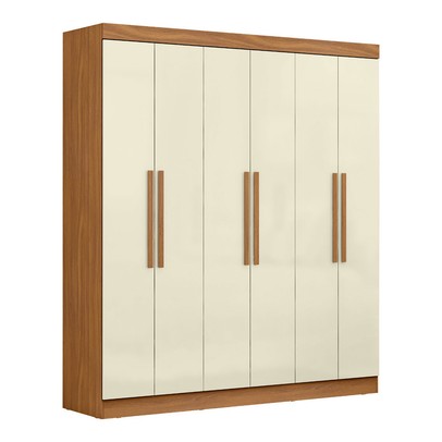 Guarda-Roupa Casal Monte 6 Portas 2 Gavetas 100% Mdf Cinamomo/Off White - Pnr Móveis