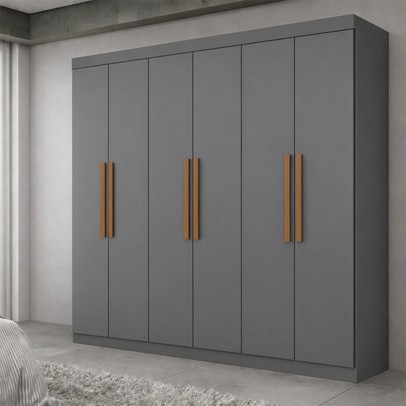 Guarda-Roupa Casal Monte 6 Portas 2 Gavetas 100% Mdf Onix - Pnr Móveis