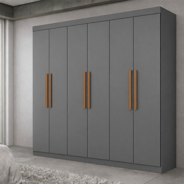 Guarda-Roupa Casal Monte 6 Portas 2 Gavetas 100% Mdf Onix - Pnr Móveis