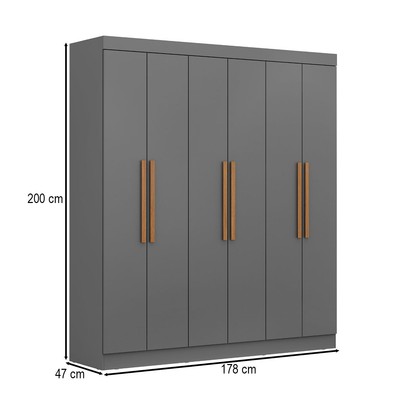 Guarda-Roupa Casal Monte 6 Portas 2 Gavetas 100% Mdf Onix - Pnr Móveis