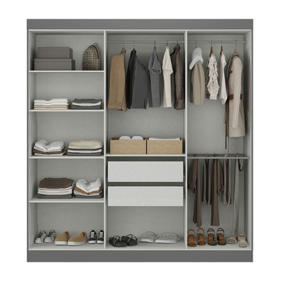 Guarda-Roupa Casal Monte 6 Portas 2 Gavetas 100% Mdf Onix - Pnr Móveis