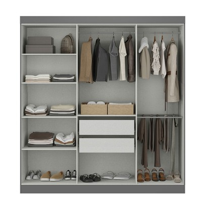 Guarda-Roupa Casal Monte 6 Portas 2 Gavetas 100% Mdf com Espelho Onix - Pnr Móveis