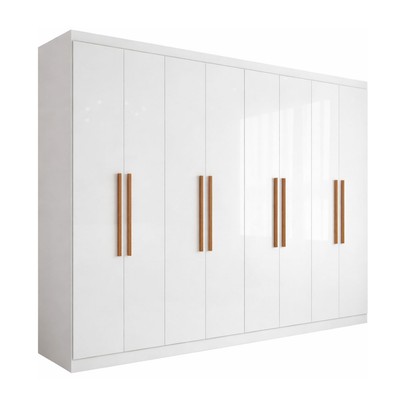 Guarda-Roupa Casal Monte 8 Portas 4 Gavetas 100% Mdf Branco - Pnr Móveis