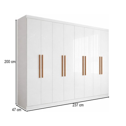 Guarda-Roupa Casal Monte 8 Portas 4 Gavetas 100% Mdf Branco - Pnr Móveis