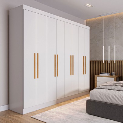 Guarda-Roupa Casal Monte 8 Portas 4 Gavetas 100% Mdf Branco - Pnr Móveis