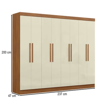 Guarda-Roupa Casal Monte 8 Portas 4 Gavetas 100% Mdf Cinamomo/Off White - Pnr Móveis
